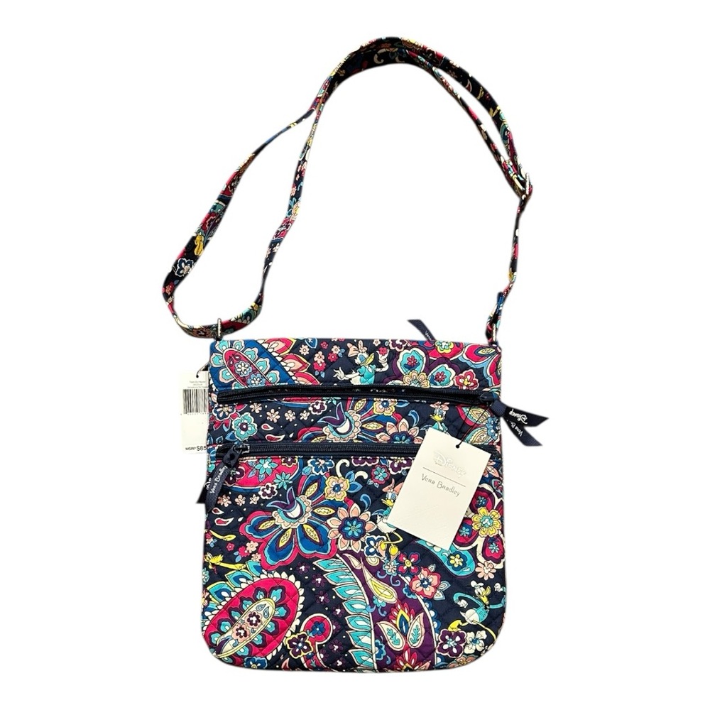 NWT Disney Vera Bradley Sensational Six Paisley Triple Zip Hipster Crossbody